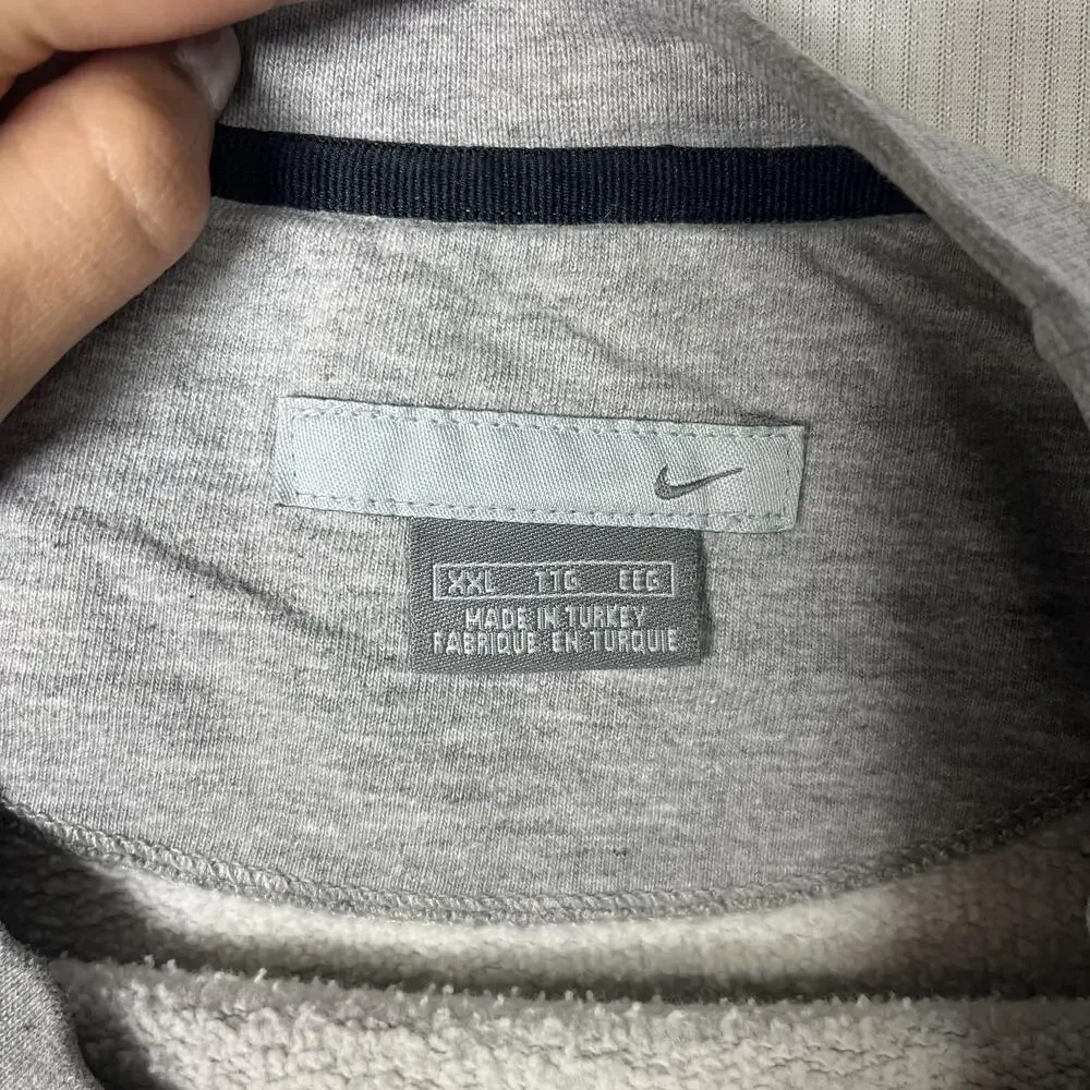Nike Sweatshirt Mens 2XL Y2K Gray Fleece Crewneck Small Swoosh 00s Pullover